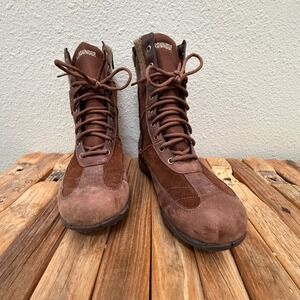 ALLROUNDER Women's Brown Suede Knit Cuff Lace Up Winter Boots US 7 EUR 4.5